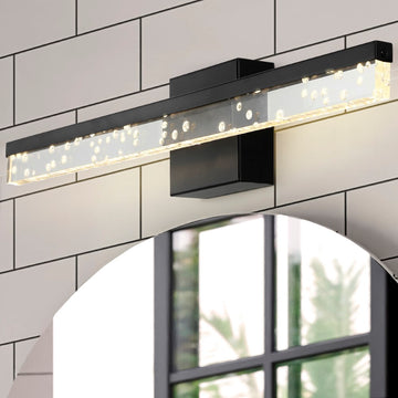 Mario Modern Contemporary 360-Degree Rotatable Iron/Seeded Acrylic Integrated LED Vanity Light - JONATHAN Y